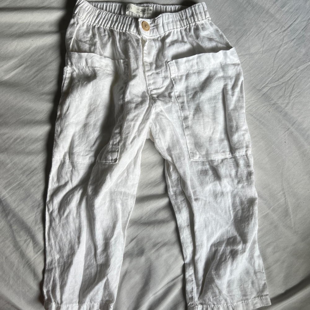ZARA WHITE LINEN PANTS